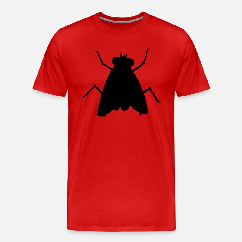 Silhouette Kleine Hausfliege Insekt - Männer Premium Bio T-Shirt - Rot
