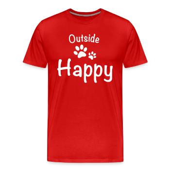 Outside dog happy dog walking - Men's Premium Organic T-Shirt - red - Front - Damien (186cm)