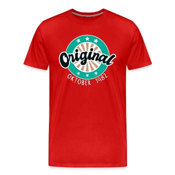 October 1982 - 40th birthday gift. German. - Men's Premium Organic T-Shirt - red - Front - Damien (186cm)