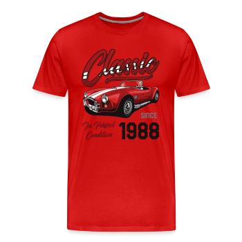 Je ne suis pas vieux Je suis une voiture classique vintage née en 1988 - T-shirt bio Premium Homme - rouge - Devant - Damien (186cm)