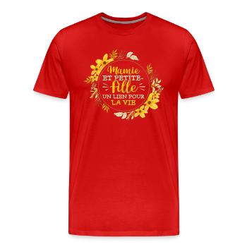 Petits-Enfants Mamie Petite Fille Cadeau - T-shirt bio Premium Homme - rouge - Devant - Damien (186cm)