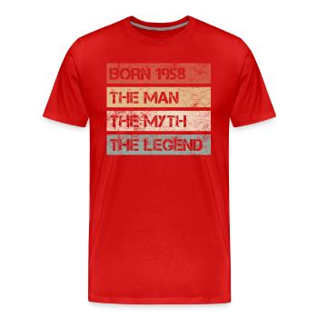 Légende du mythe de l’homme 1958 Cadeau du 65e anniversaire - T-shirt bio Premium Homme - rouge - Devant - Damien (186cm)