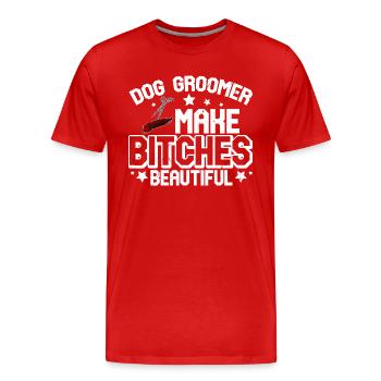 Hundepflege Friseur Grooming Groomer Schneiden - Männer Premium Bio T-Shirt - Rot - Vorne - Damien (186cm)