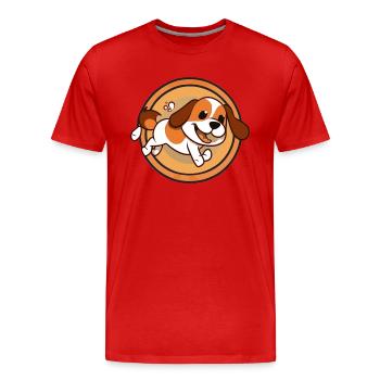 Dog Sticker Gift - Men's Premium Organic T-Shirt - red - Front - Damien (186cm)