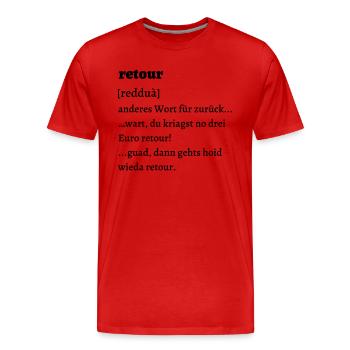 Retour Erklärung - bayrisch - Männer Premium Bio T-Shirt - Rot - Vorne - Damien (186cm)