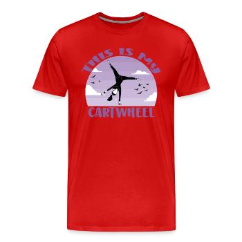Ceci est ma chemise à roue de chariot Gymnastique Jeunes filles - T-shirt bio Premium Homme - rouge - Devant - Damien (186cm)