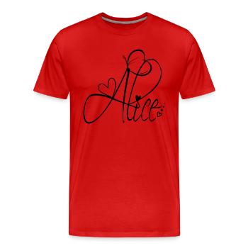 Alice Name Vorname Mädchen Kalligrafie Dekor - Männer Premium Bio T-Shirt - Rot - Vorne - Damien (186cm)