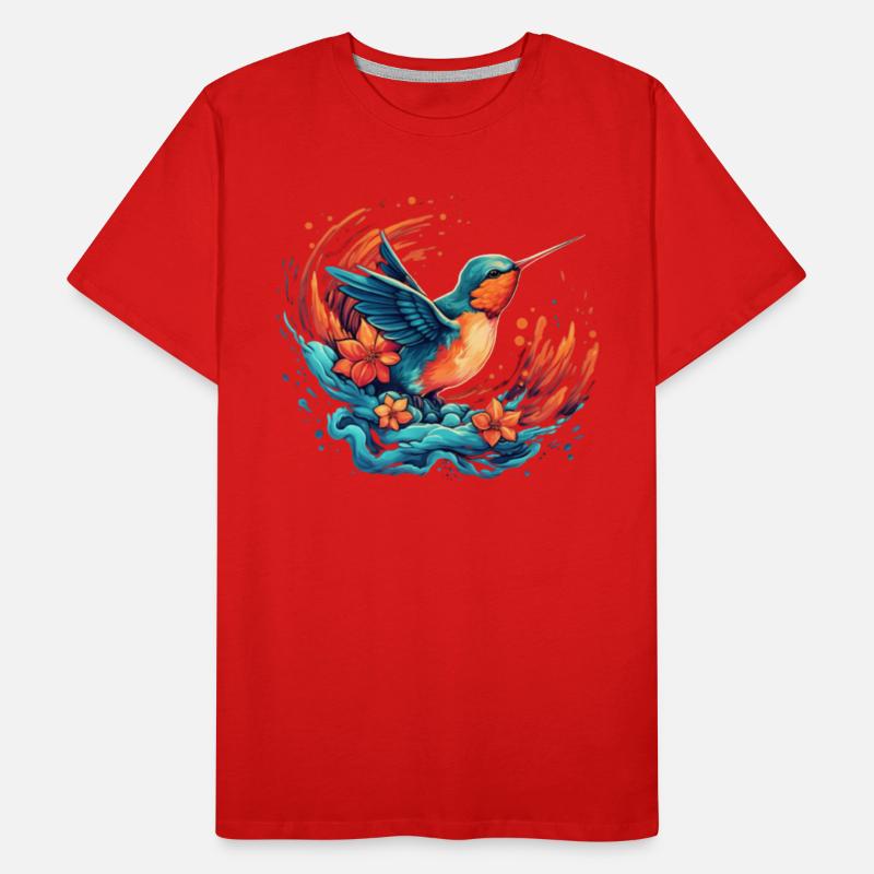 Oiseau explosion de fleurs T-shirt bio Premium Homme