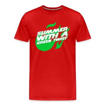 Sommer mit ökologischem Touch, grüne Ferien - Männer Premium Bio T-Shirt - Rot - Vorne - Damien (186cm)