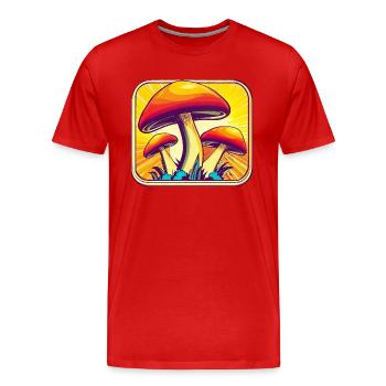 Mushrooms Mushrooms Retro 70s Design Gift - Men's Premium Organic T-Shirt - red - Front - Damien (186cm)