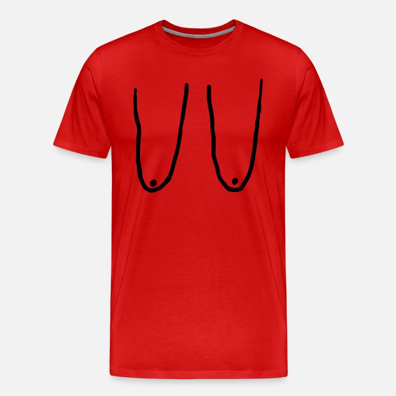 Brüste, Brüste, Brust - Männer Premium Bio T-Shirt - Rot