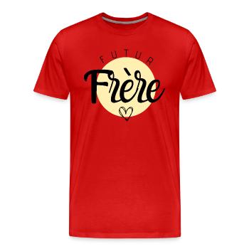 Futur frère - T-shirt bio Premium Homme - rouge - Devant - Damien (186cm)