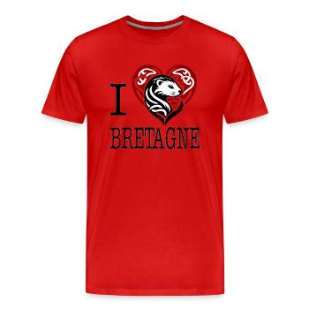 Ich liebe Bretagne Hermine Maline - Männer Premium Bio T-Shirt - Rot - Vorne - Damien (186cm)