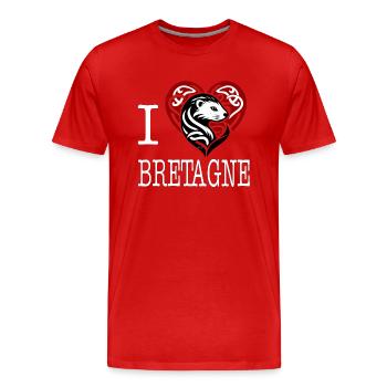 Ich liebe Bretagne Hermine Maline Light - Männer Premium Bio T-Shirt - Rot - Vorne - Damien (186cm)