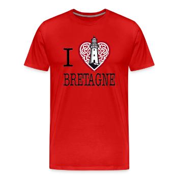 I Love Bretagne Keltischer Leuchtturm der Bretagne - Männer Premium Bio T-Shirt - Rot - Vorne - Damien (186cm)