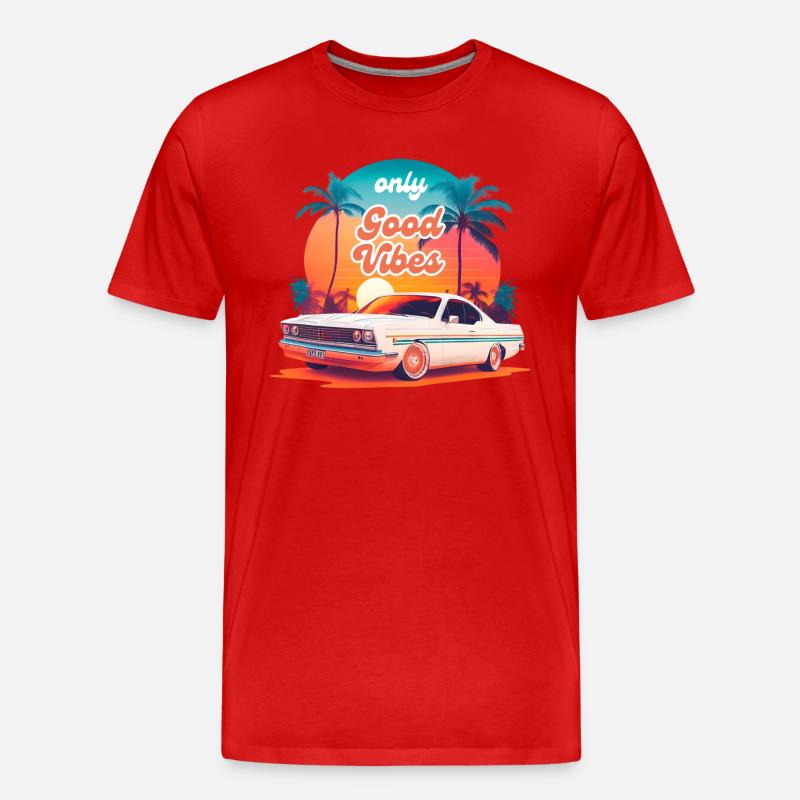 Design Sommer Retro - Männer Premium Bio T-Shirt - Rot