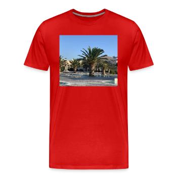 Palme - Männer Premium Bio T-Shirt - Rot - Vorne - Damien (186cm)