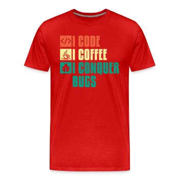 Coffee Coding Programmer Coder Developer Nerd Coff - Men's Premium Organic T-Shirt - red - Front - Damien (186cm)