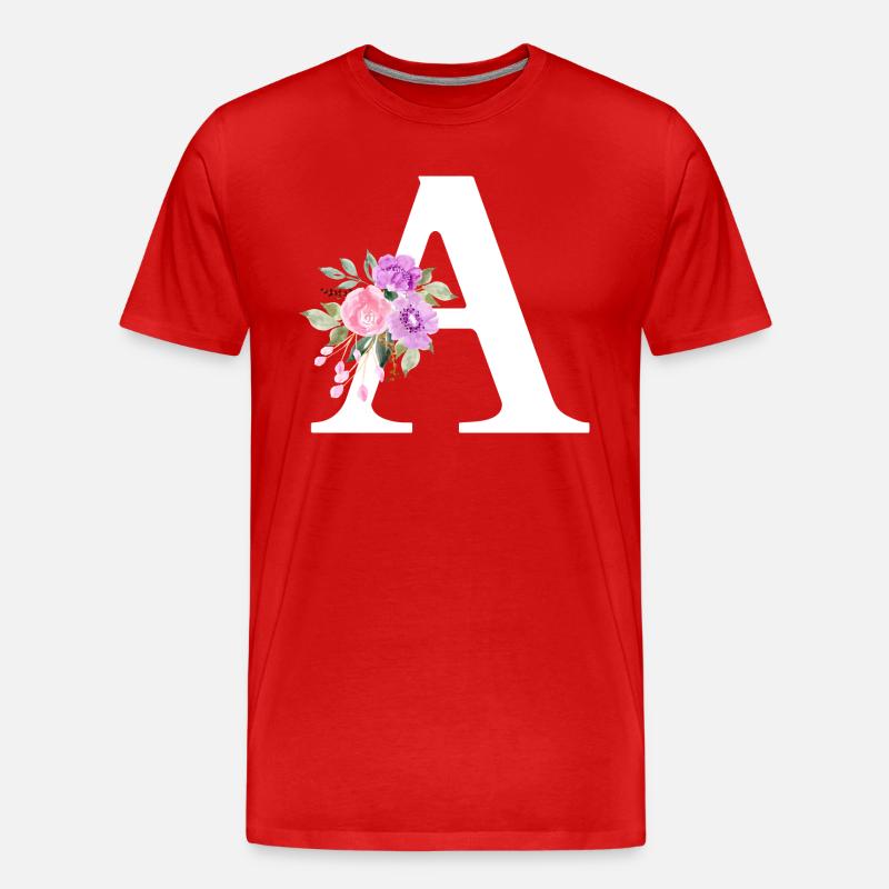 Lila Blumenbuchstabe - Männer Premium Bio T-Shirt - Rot