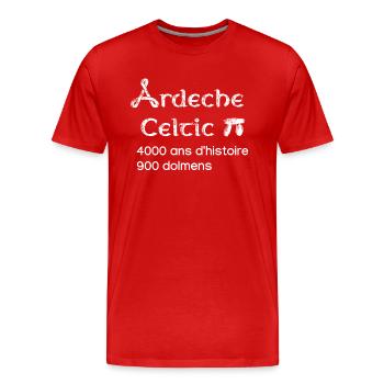 Ardeche celtic 3 - T-shirt bio Premium Homme - rouge - Devant - Damien (186cm)