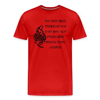 Ein Wolf Odins - Männer Premium Bio T-Shirt - Rot - Vorne - Damien (186cm)