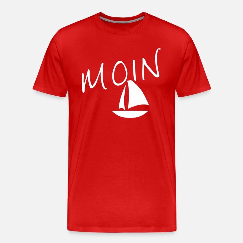 Moin mit Segelschiff - Männer Premium Bio T-Shirt - Rot