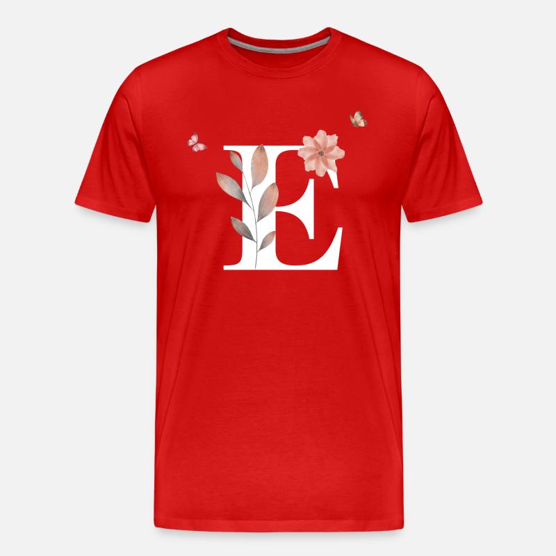 Buchstabe e Wildblumen Aquarelle - Männer Premium Bio T-Shirt - Rot