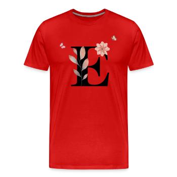 Buchstabe e Wildblumen Aquarelle - Männer Premium Bio T-Shirt - Rot - Vorne - Damien (186cm)
