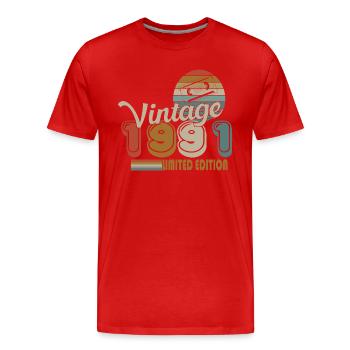 1991 - Men's Premium Organic T-Shirt - red - Front - Damien (186cm)