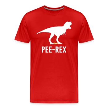 Pee-Rex Dino Humor Dinosaur T-rex Pun - Men's Premium Organic T-Shirt - red - Front - Damien (186cm)