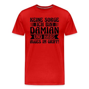 Vorname Damian - Männer Premium Bio T-Shirt - Rot - Vorne - Damien (186cm)