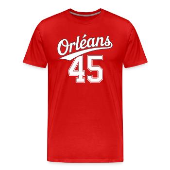 Orléans 45 - T-shirt bio Premium Homme - rouge - Devant - Damien (186cm)