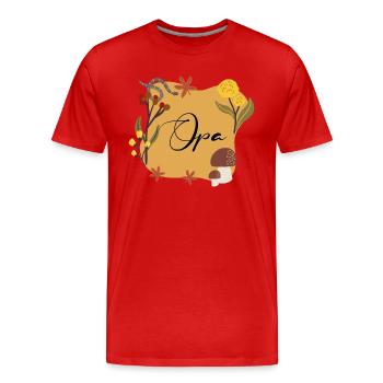 Opa Design - Männer Premium Bio T-Shirt - Rot - Vorne - Damien (186cm)
