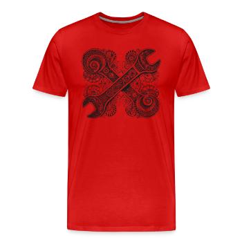 Clés à fourche - T-shirt bio Premium Homme - rouge - Devant - Damien (186cm)