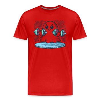 Fitness-Geist mit Hanteln - Männer Premium Bio T-Shirt - Rot - Vorne - Damien (186cm)