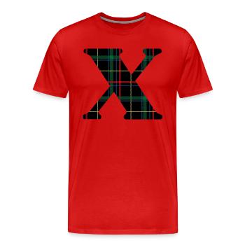 Monogramm x Schottischer Tartan - Männer Premium Bio T-Shirt - Rot - Vorne - Damien (186cm)