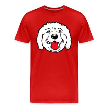 Dear dog sticks out his tongue happily - Men's Premium Organic T-Shirt - red - Front - Damien (186cm)
