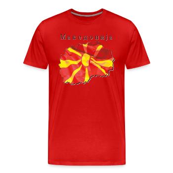 Drapeau de la Macédoine sur la carte de la Macédoine MK - T-shirt bio Premium Homme - rouge - Devant - Damien (186cm)