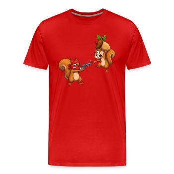 Acorn heist - Men's Premium Organic T-Shirt - red - Front - Damien (186cm)