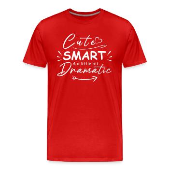 Cute smart and a little bit dramatic - Men's Premium Organic T-Shirt - red - Front - Damien (186cm)