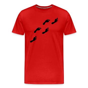 Footprints - Fussabdrücke - Fußabdruck - Männer Premium Bio T-Shirt - Rot - Vorne - Damien (186cm)