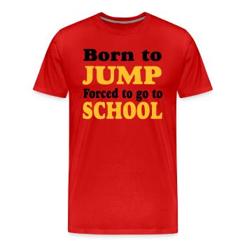 Saut en longueur - Saut en hauteur - T-shirt bio Premium Homme - rouge - Devant - Damien (186cm)
