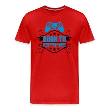 game nerd geek zocken gamer controller spielen spi - Männer Premium Bio T-Shirt - Rot - Vorne - Damien (186cm)