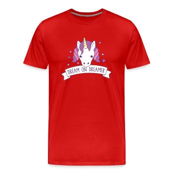 rêver sur rêveur! avec une licorne mignonne - T-shirt bio Premium Homme - rouge - Devant - Damien (186cm)