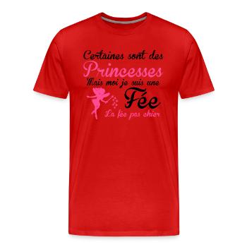 la fée pas chier - T-shirt bio Premium Homme - rouge - Devant - Damien (186cm)