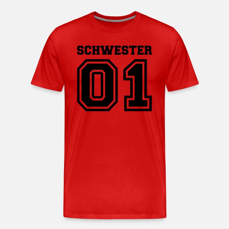 Schwester - Männer Premium Bio T-Shirt - Rot
