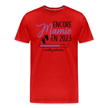 Encore Mamie 2023 Cadeau Future Grand Mère - T-shirt bio Premium Homme - rouge - Devant - Damien (186cm)