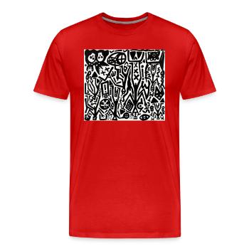 abstract art - black and white - labyrinth - Men's Premium Organic T-Shirt - red - Front - Damien (186cm)
