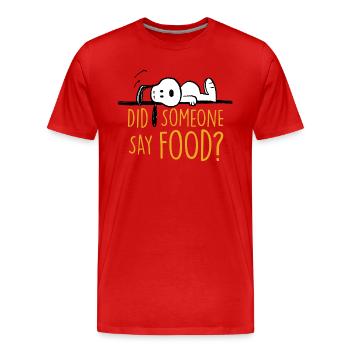 Peanuts Snoopy Ich Hab Hunger Lustiger Spruch - Männer Premium Bio T-Shirt - Rot - Vorne - Damien (186cm)