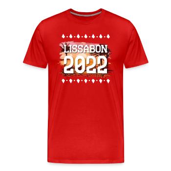 Lissabon 2022 - Männer Premium Bio T-Shirt - Rot - Vorne - Damien (186cm)